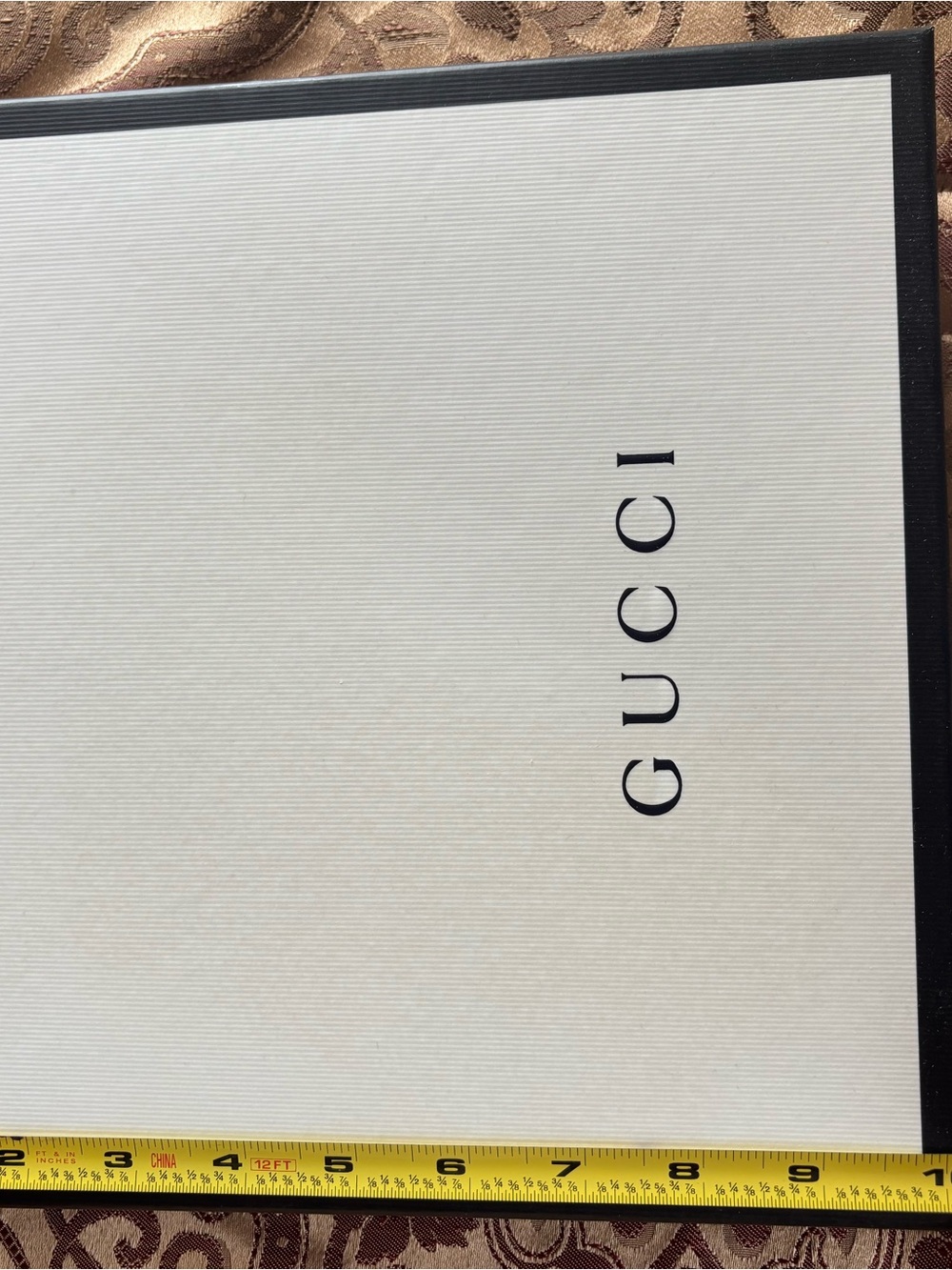 Gucci Cream Box with Black Trim and Vertical Logo